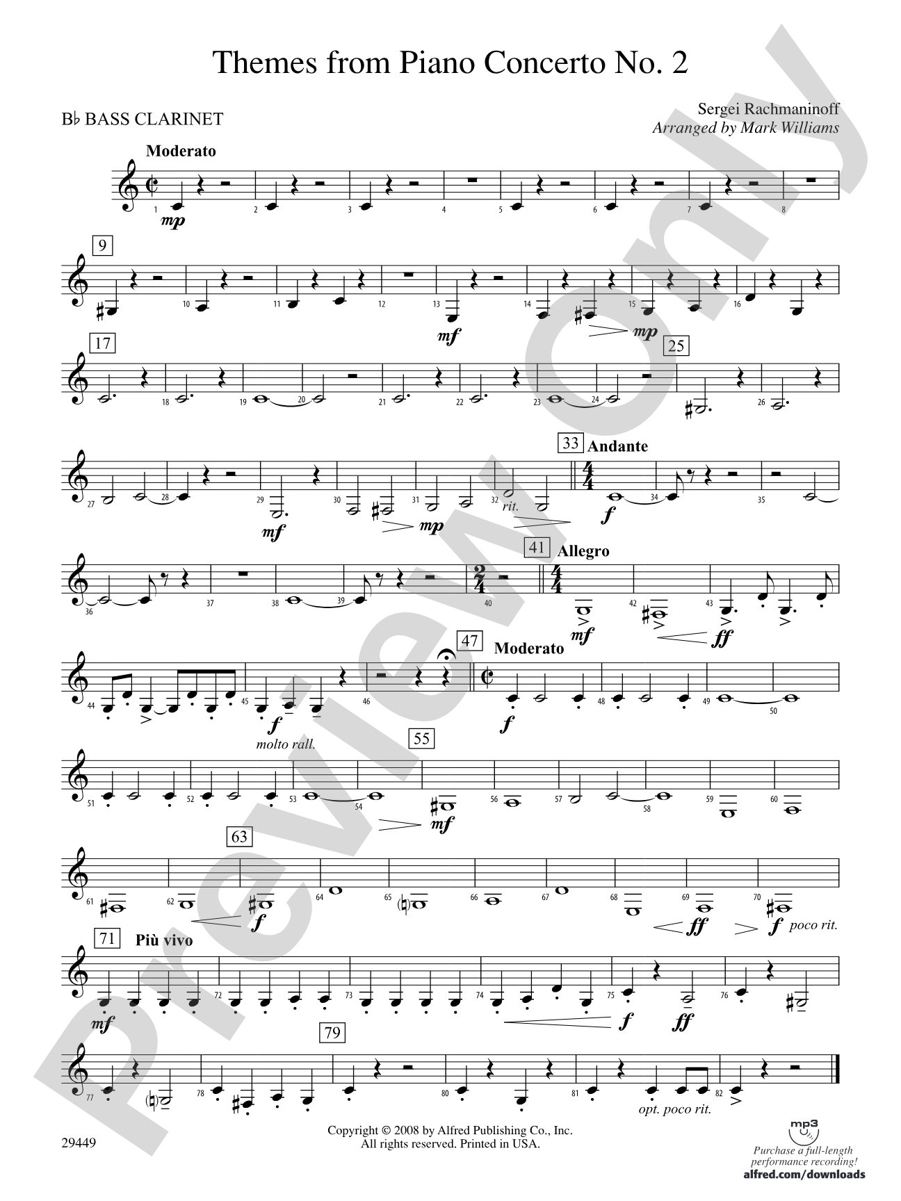 Themes from Piano Concerto No. 2: B-flat Bass Clarinet