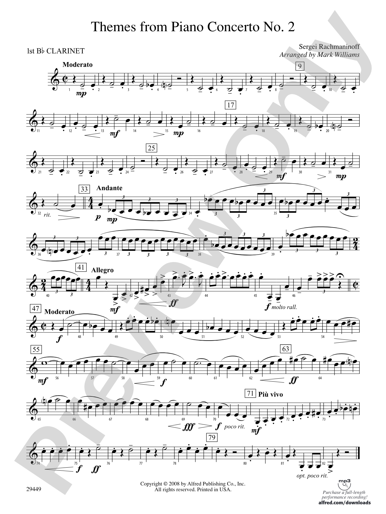 Themes from Piano Concerto No. 2: 1st B-flat Clarinet