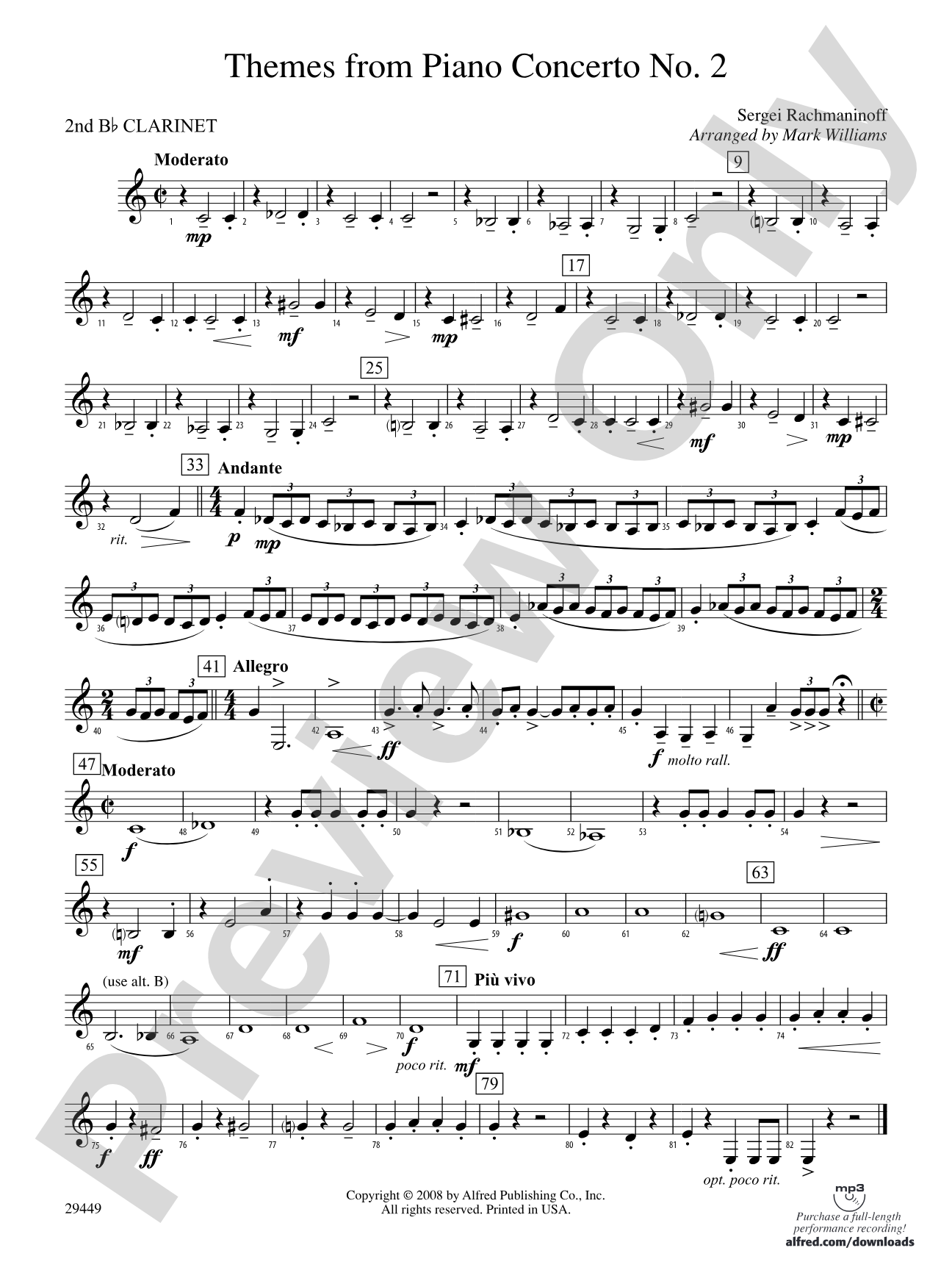 Themes from Piano Concerto No. 2: 2nd B-flat Clarinet