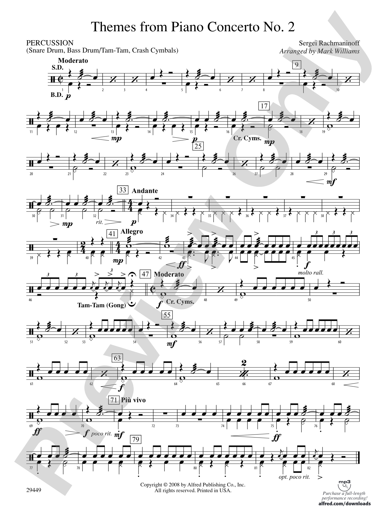 Themes from Piano Concerto No. 2: 1st Percussion