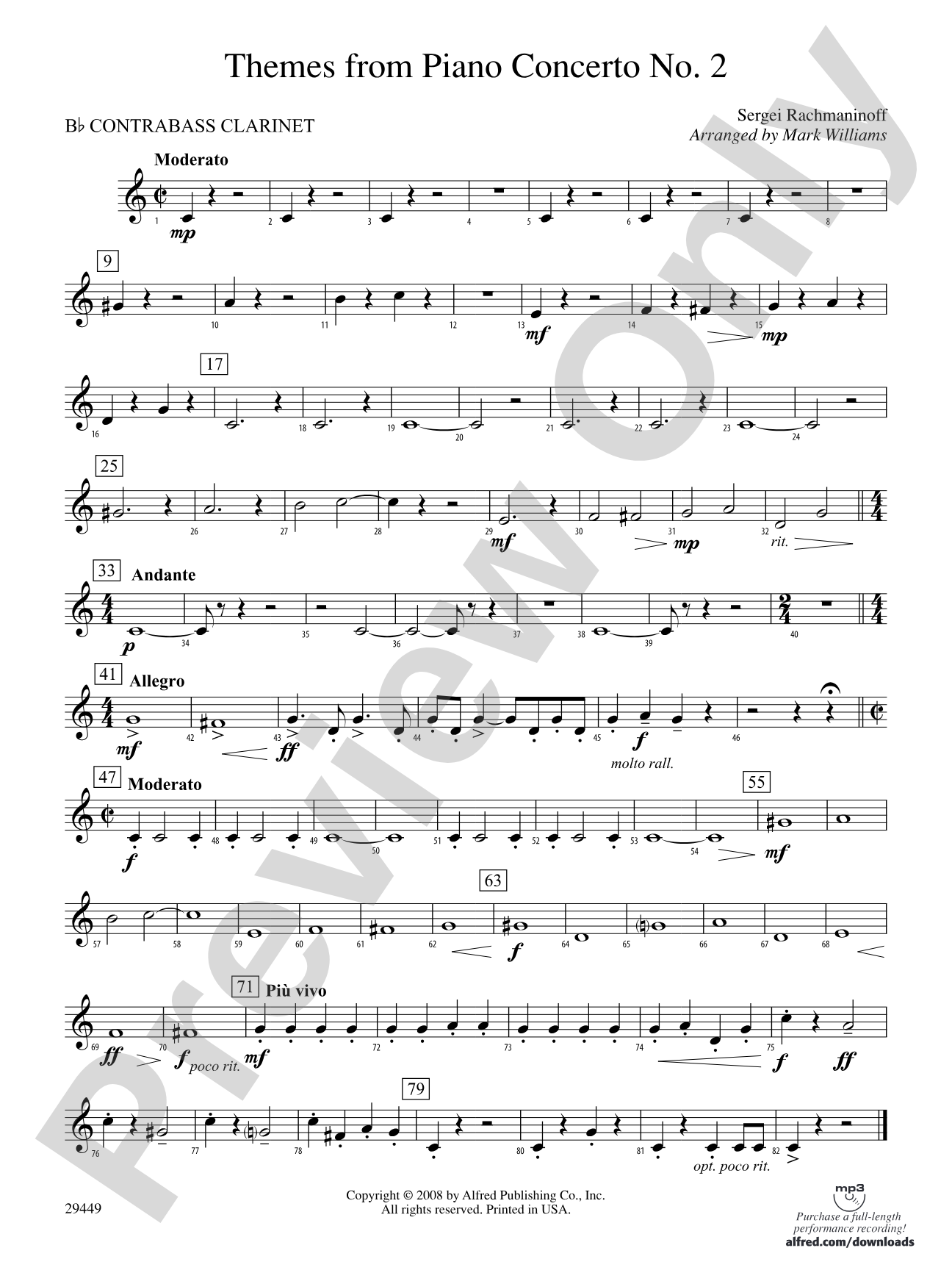 Themes from Piano Concerto No. 2: (wp) B-flat Contrabass Clarinet