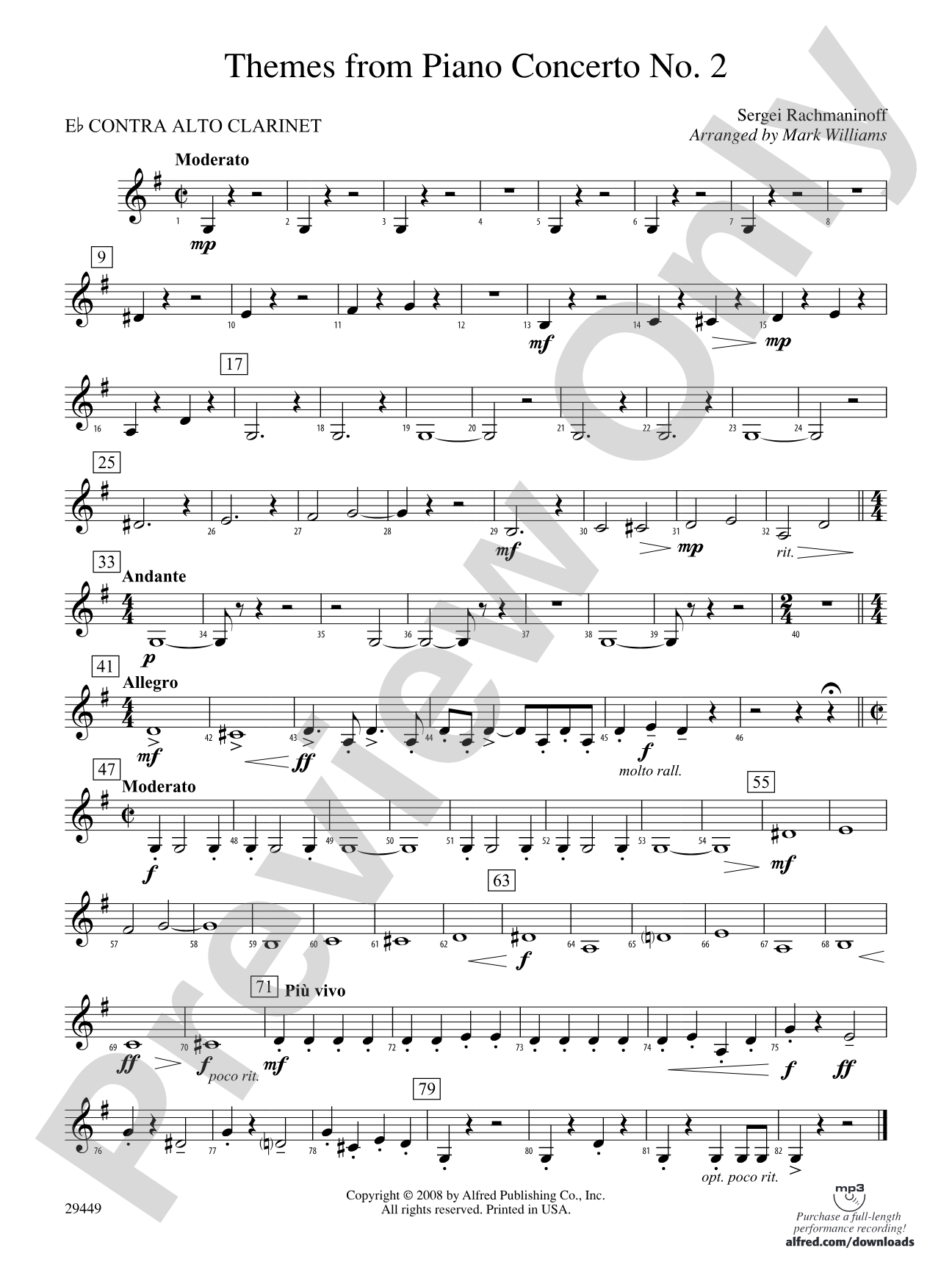 Themes from Piano Concerto No. 2: (wp) E-flat Contrabass Clarinet
