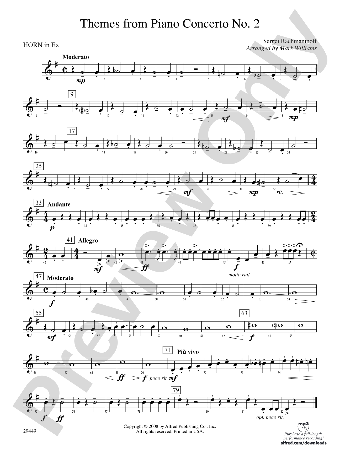 Themes from Piano Concerto No. 2: (wp) 1st Horn in E-flat
