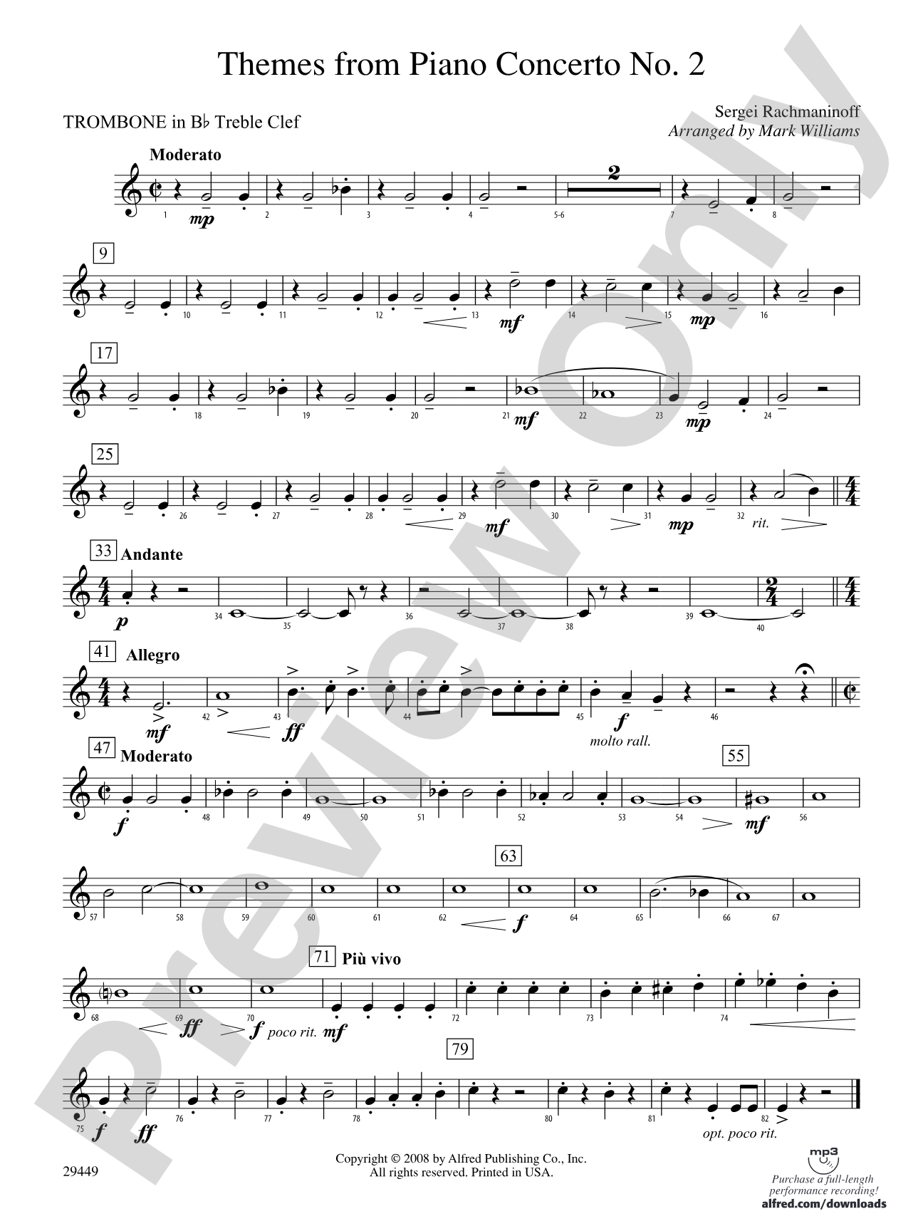Themes from Piano Concerto No. 2: (wp) 1st B-flat Trombone T.C.