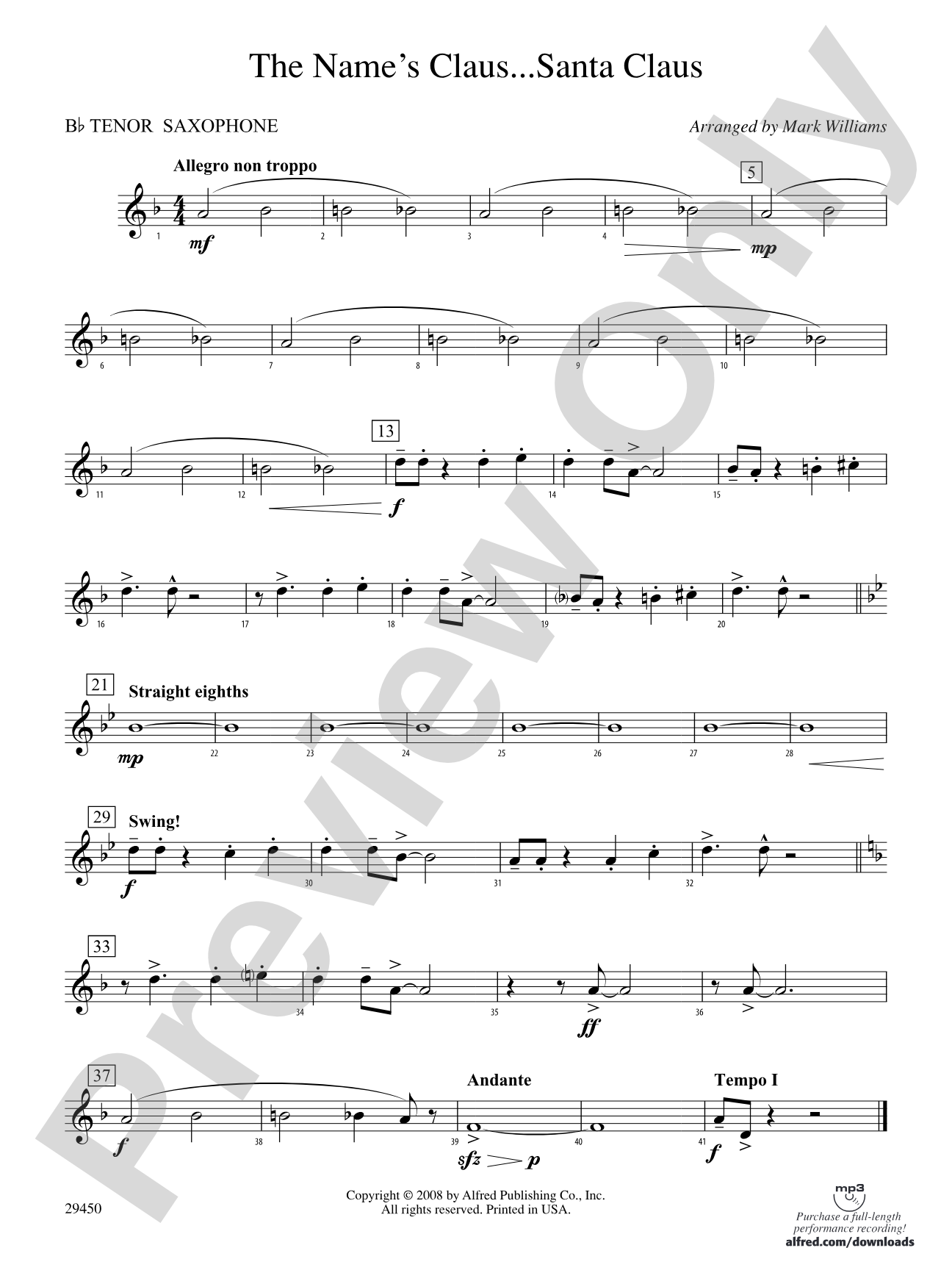 The Name's Claus... Santa Claus: B-flat Tenor Saxophone