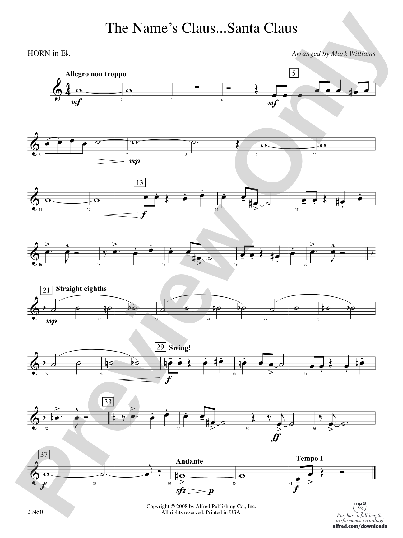 The Name's Claus... Santa Claus: (wp) 1st Horn in E-flat