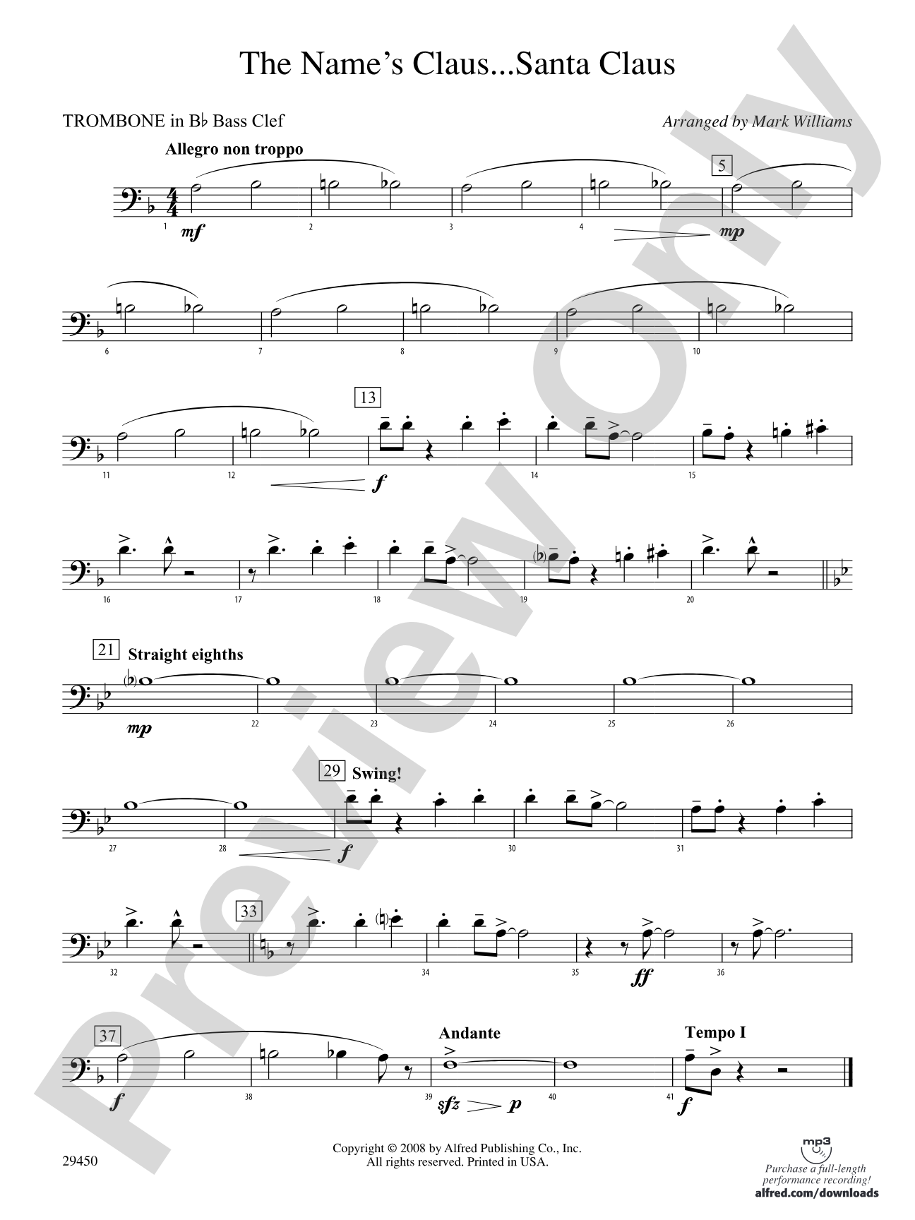 The Name's Claus... Santa Claus: (wp) 1st B-flat Trombone B.C.
