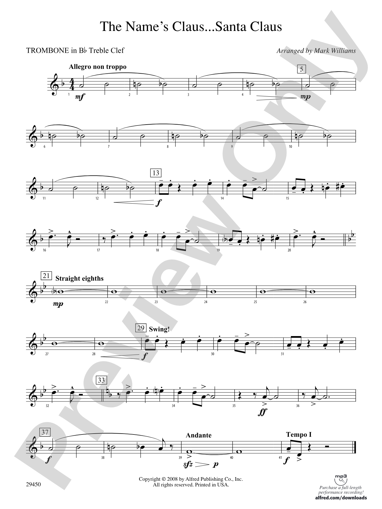 The Name's Claus... Santa Claus: (wp) 1st B-flat Trombone T.C.