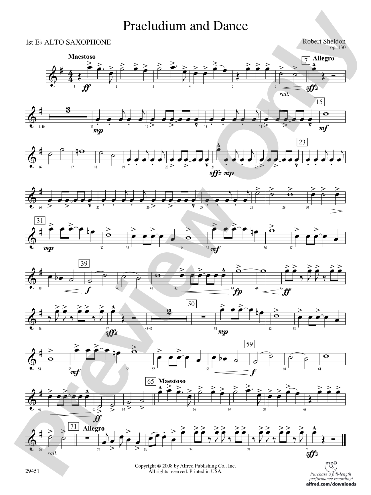 Praeludium and Dance: E-flat Alto Saxophone