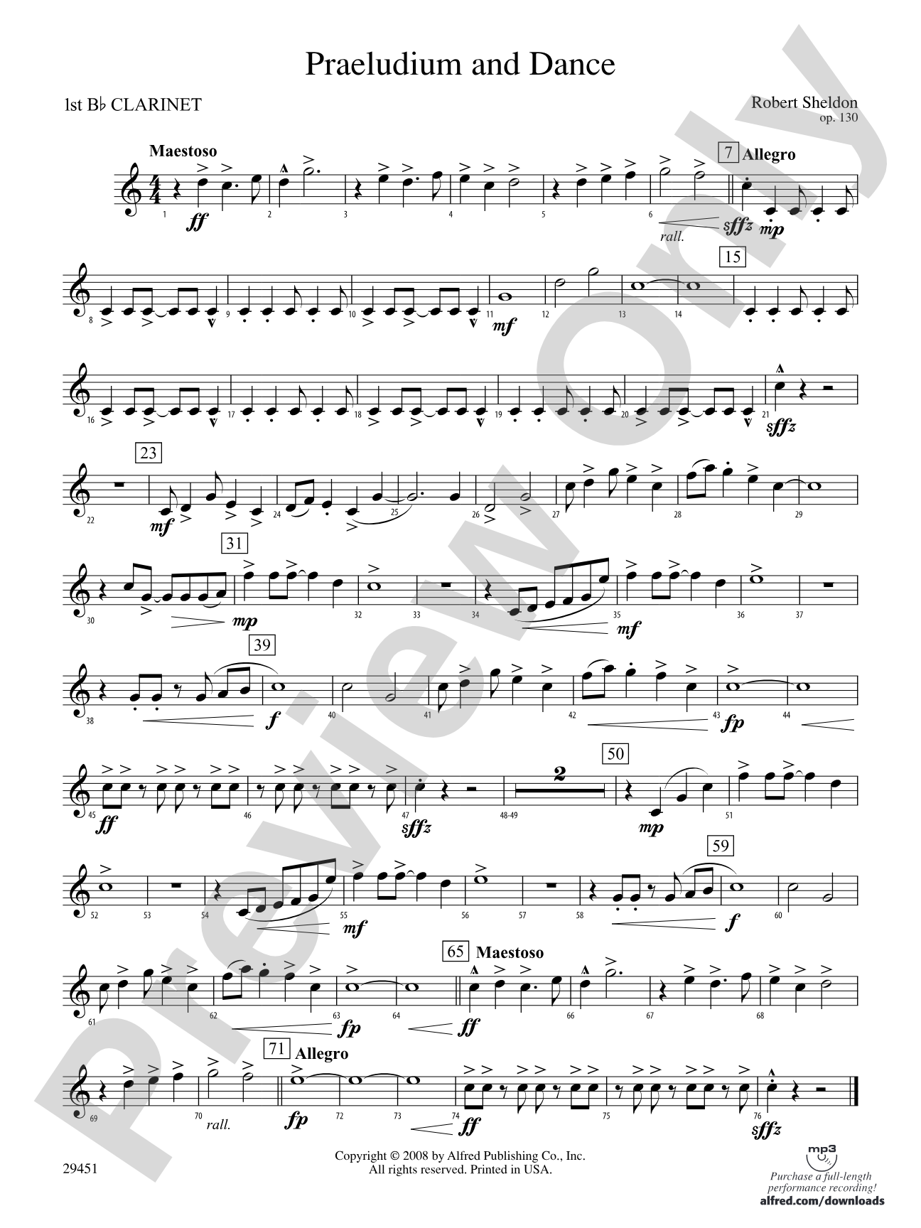 Praeludium and Dance: 1st B-flat Clarinet