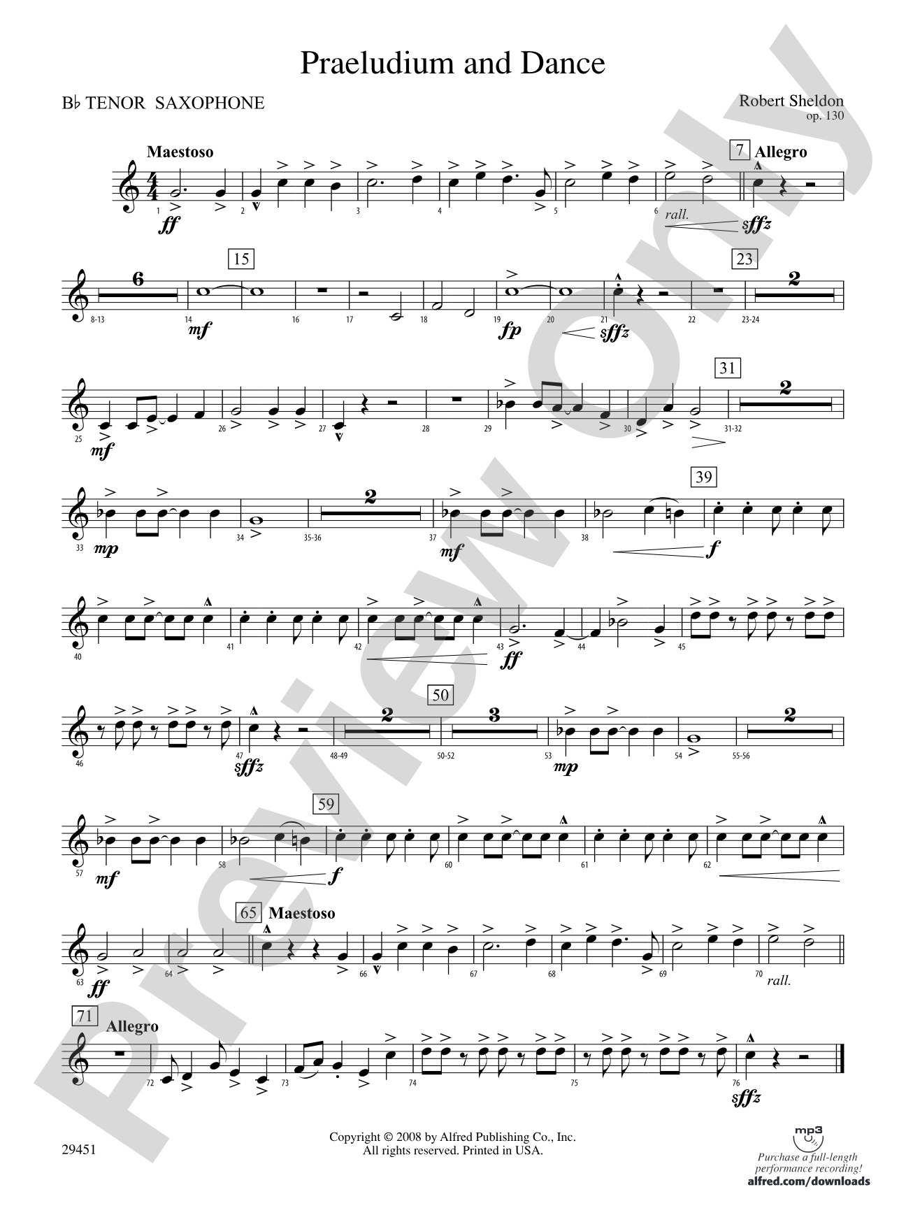 Praeludium and Dance: B-flat Tenor Saxophone