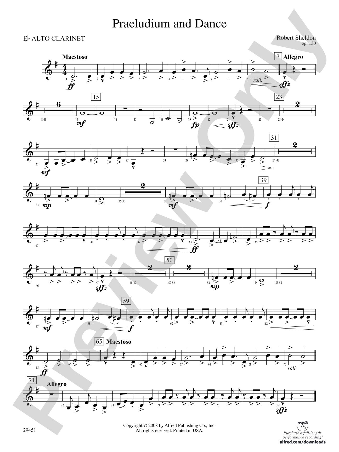 Praeludium and Dance: (wp) E-flat Alto Clarinet