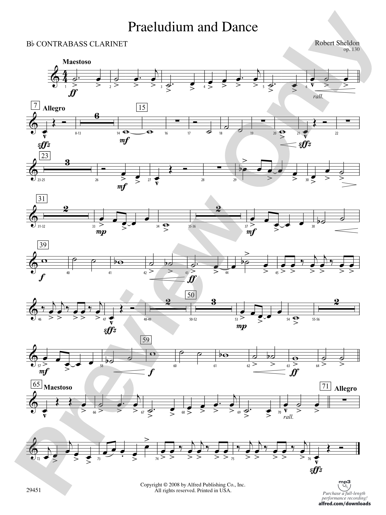 Praeludium and Dance: (wp) B-flat Contrabass Clarinet