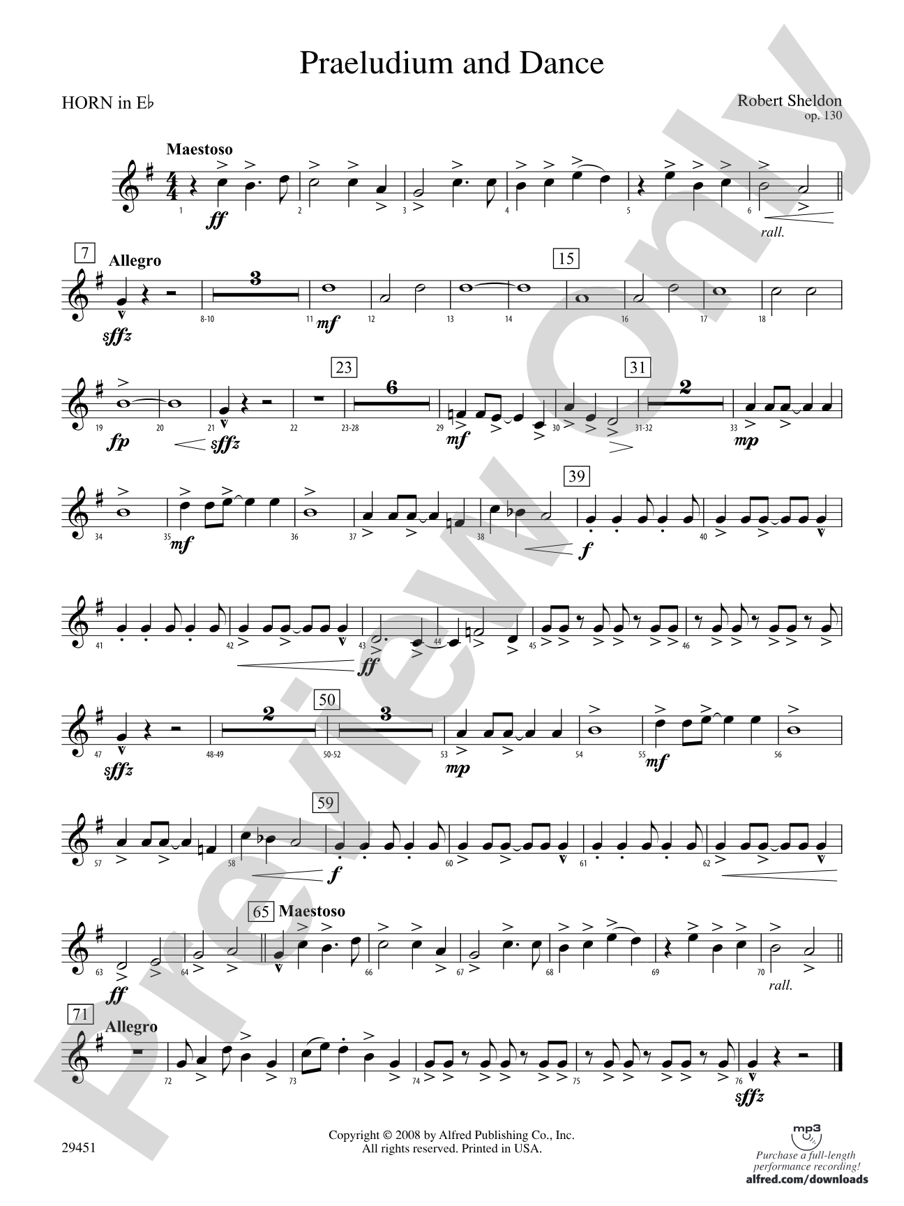 Praeludium and Dance: (wp) 1st Horn in E-flat