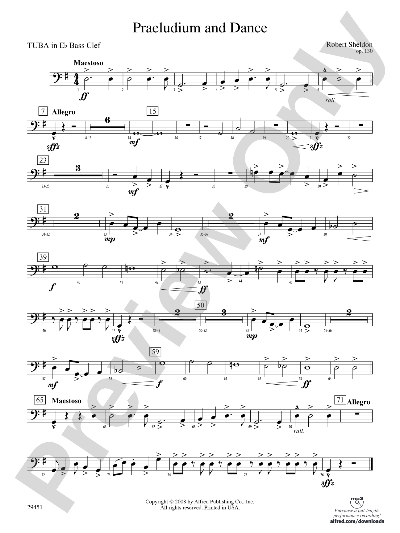 Praeludium and Dance: (wp) E-flat Tuba B.C.