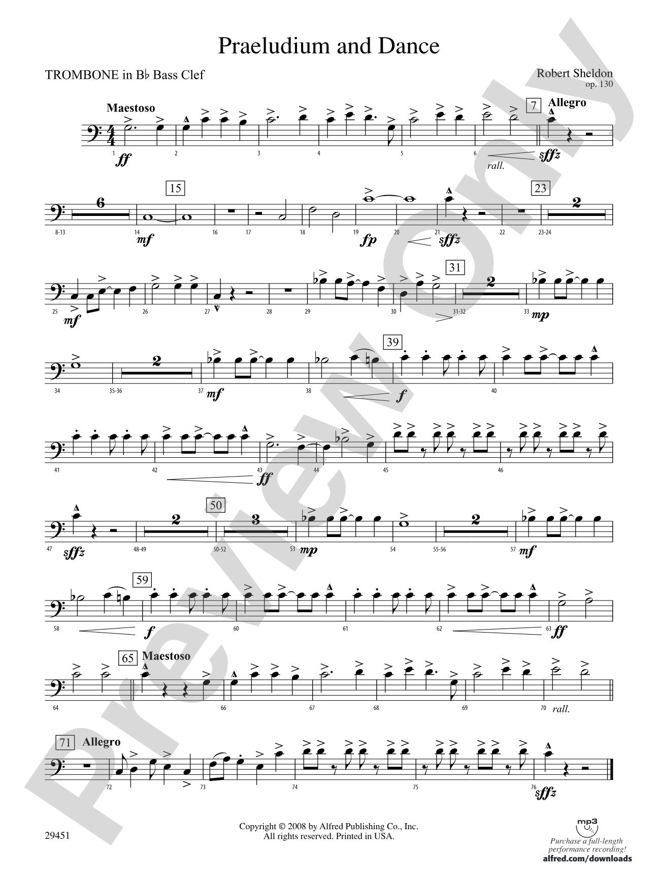 Praeludium and Dance: (wp) 1st B-flat Trombone B.C.