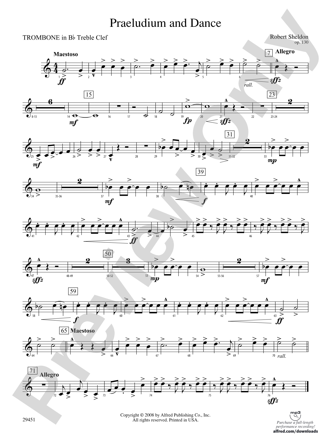Praeludium and Dance: (wp) 1st B-flat Trombone T.C.