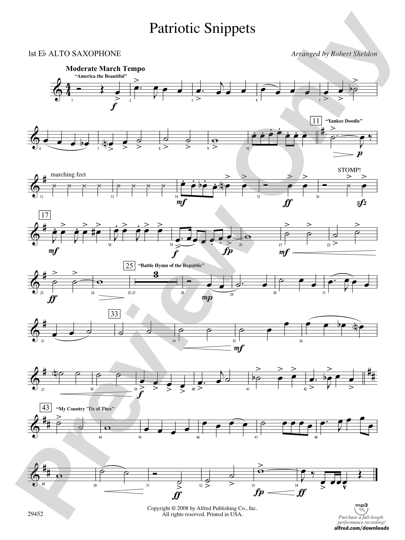 Patriotic Snippets: E-flat Alto Saxophone