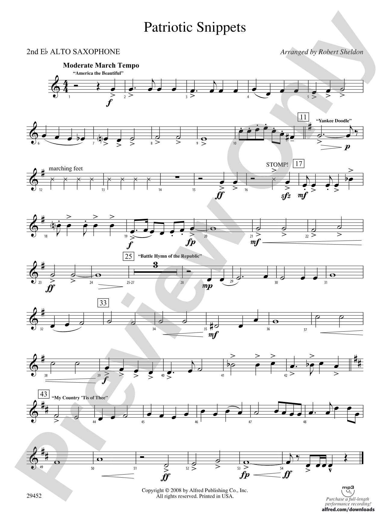 Patriotic Snippets: 2nd E-flat Alto Saxophone