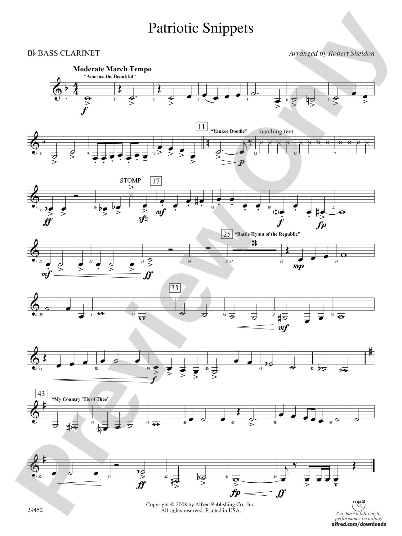 Patriotic Snippets: B-flat Bass Clarinet