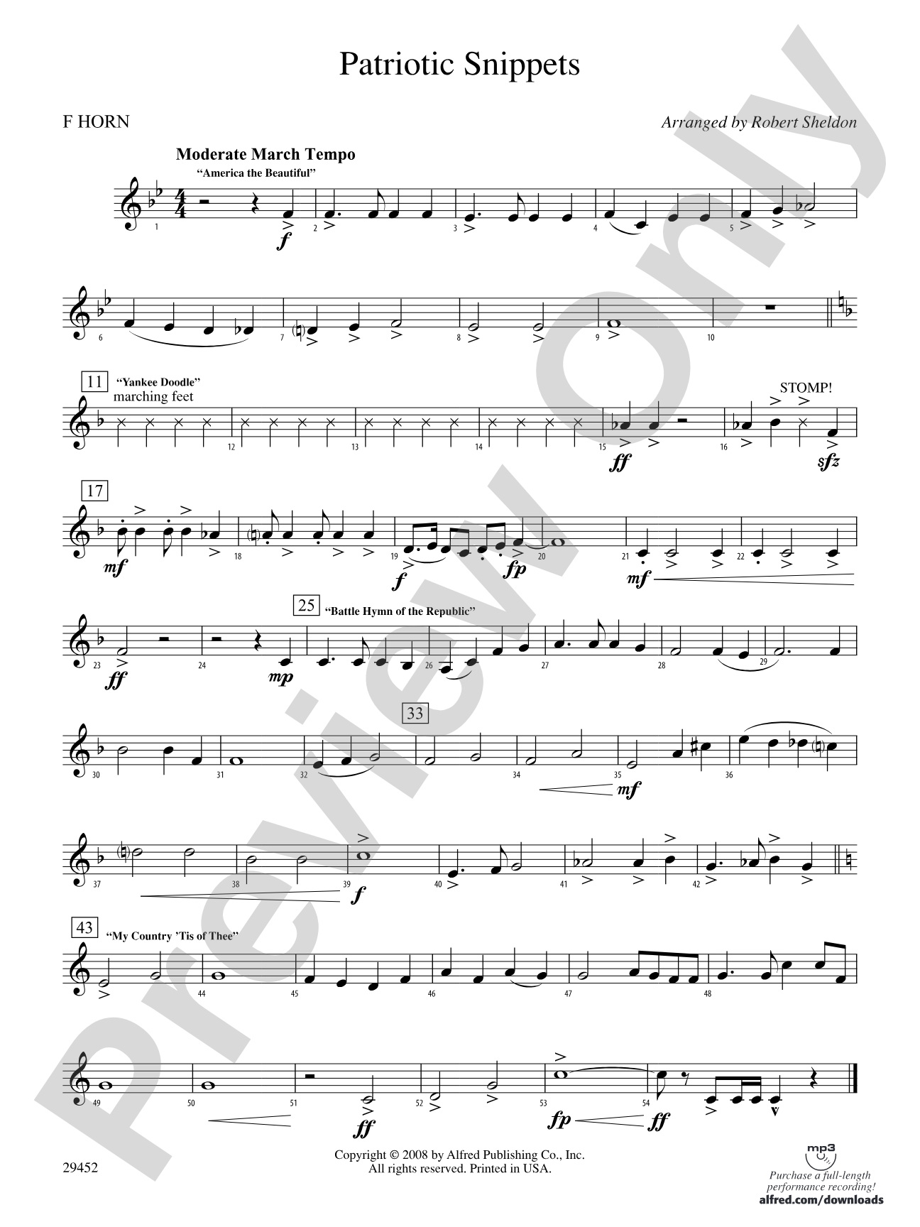 Patriotic Snippets: 1st F Horn