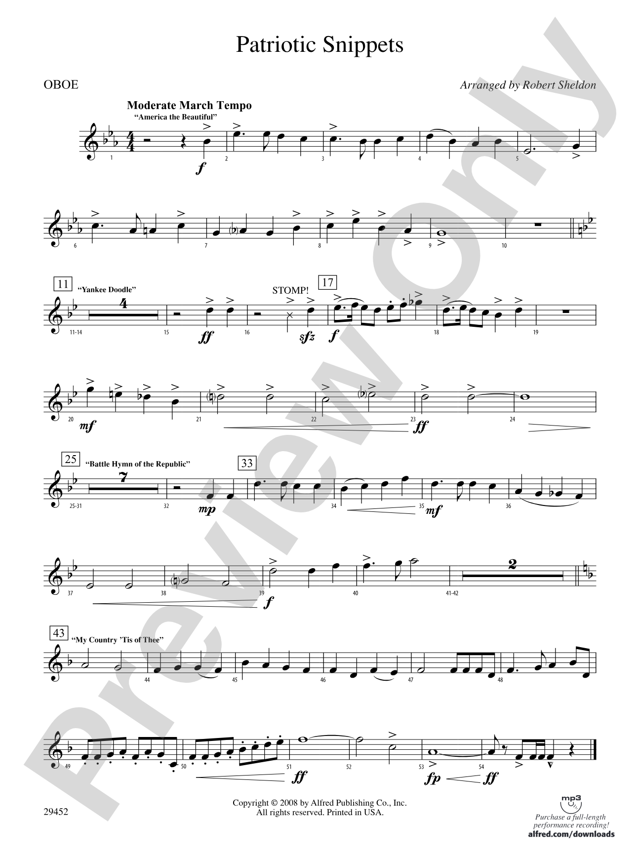 Patriotic Snippets: Oboe