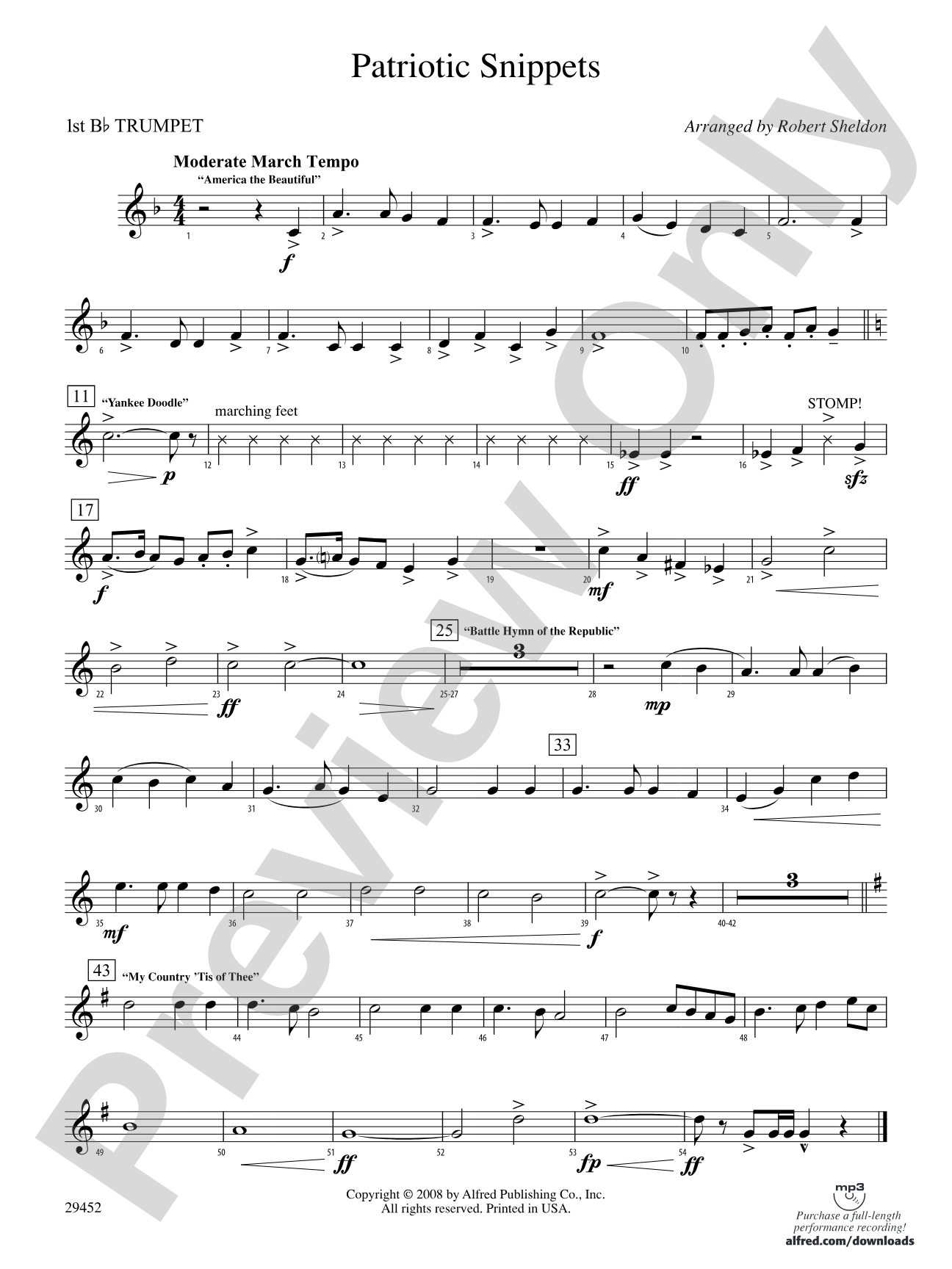 Patriotic Snippets: 1st B-flat Trumpet
