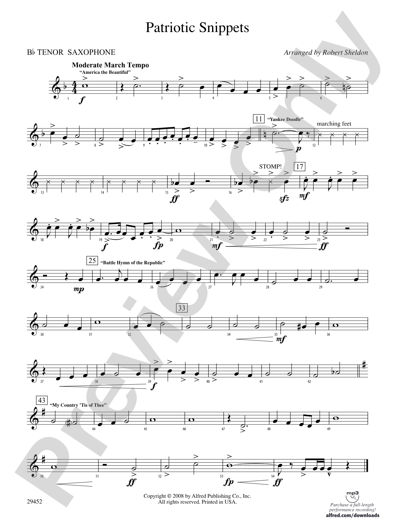 Patriotic Snippets: B-flat Tenor Saxophone