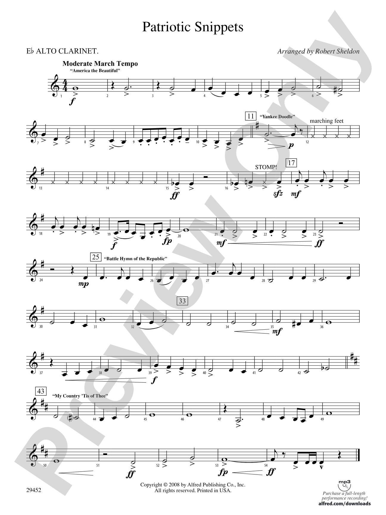 Patriotic Snippets: (wp) E-flat Alto Clarinet