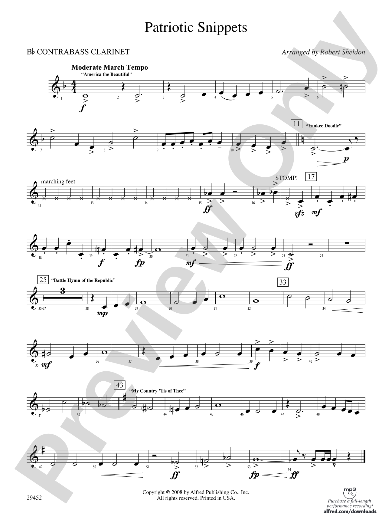 Patriotic Snippets: (wp) B-flat Contrabass Clarinet