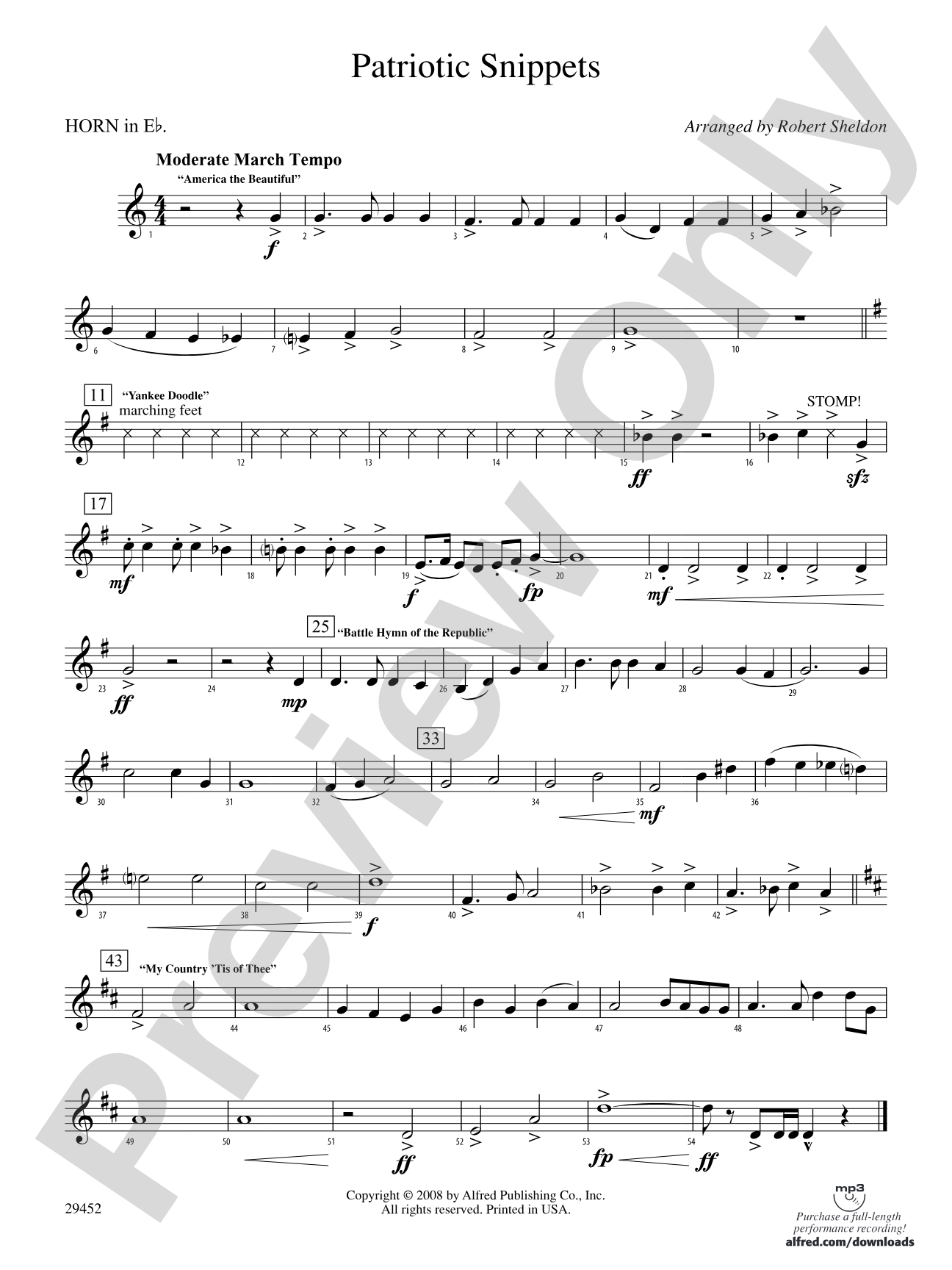 Patriotic Snippets: (wp) 1st Horn in E-flat