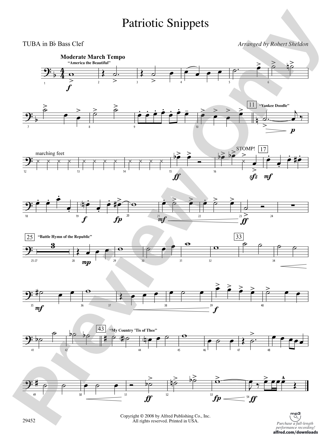 Patriotic Snippets: (wp) B-flat Tuba B.C.