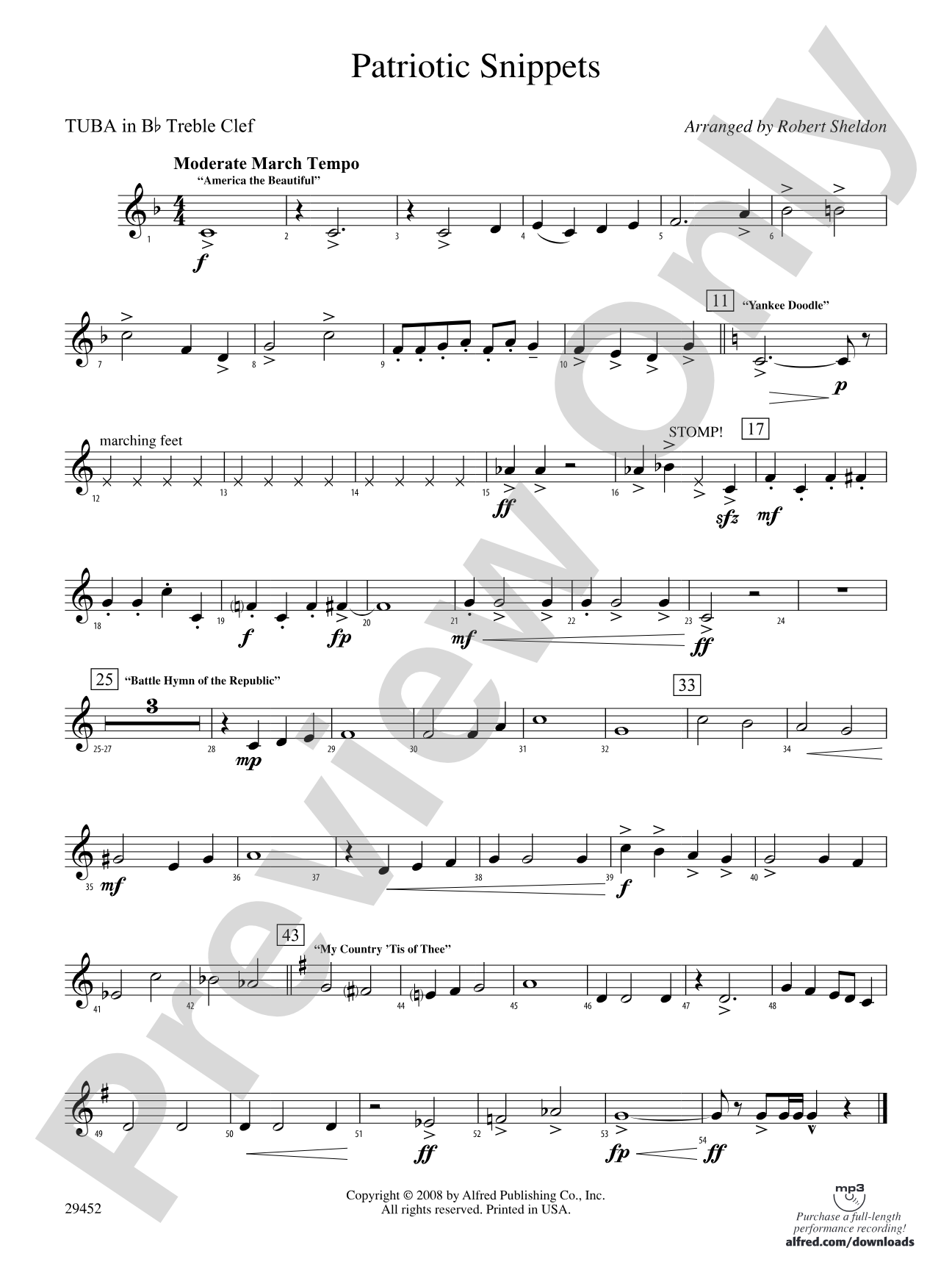 Patriotic Snippets: (wp) B-flat Tuba T.C.
