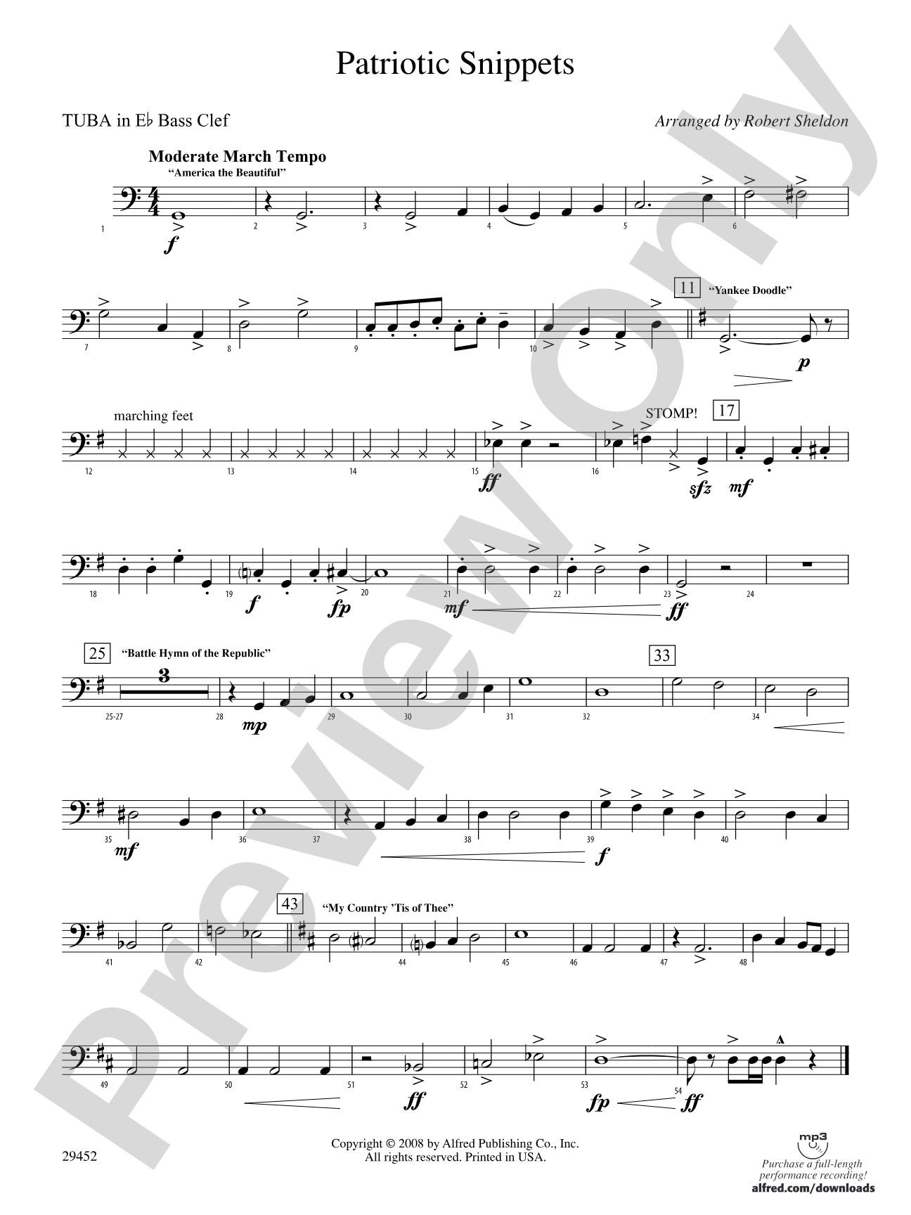 Patriotic Snippets: (wp) E-flat Tuba B.C.