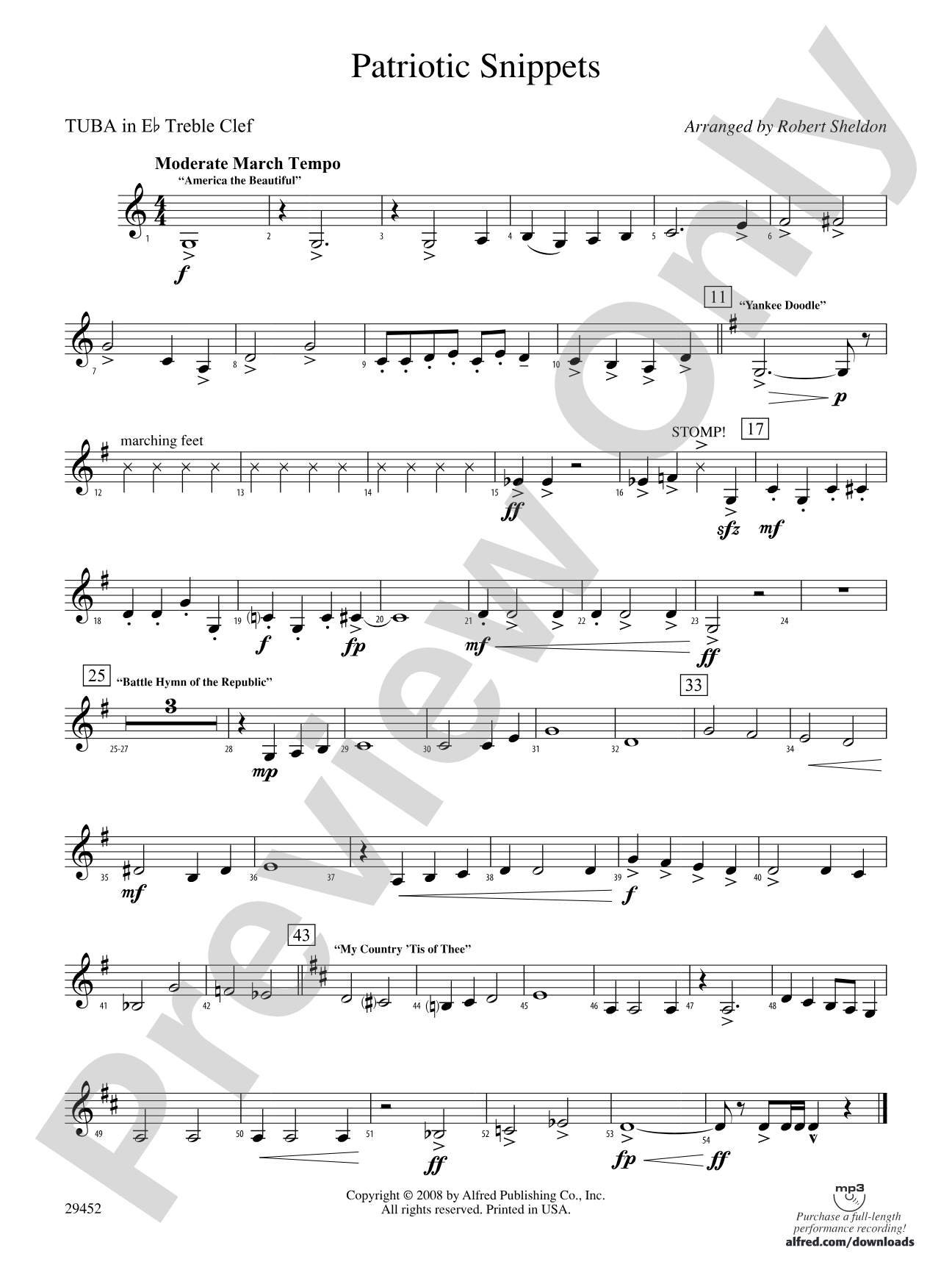 Patriotic Snippets: (wp) E-flat Tuba T.C.