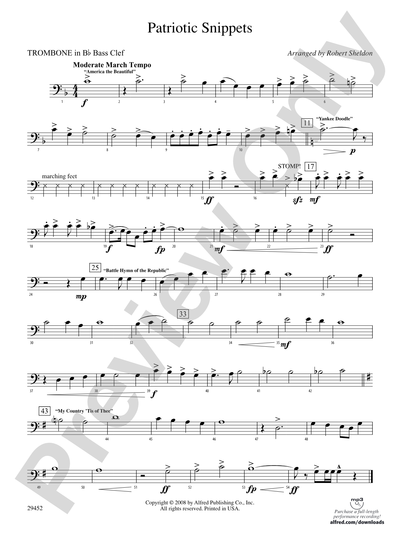 Patriotic Snippets: (wp) 1st B-flat Trombone B.C.