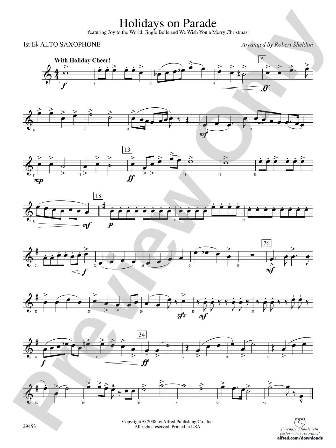 Holidays on Parade: E-flat Alto Saxophone