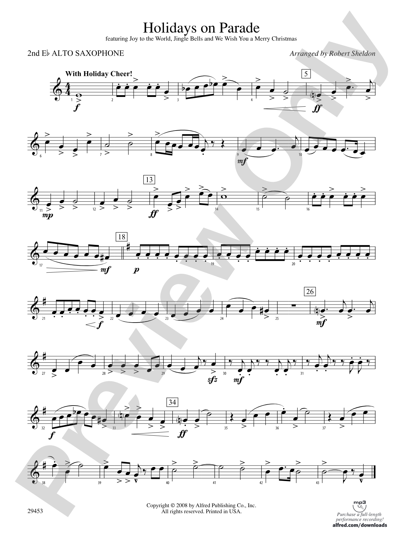 Holidays on Parade: 2nd E-flat Alto Saxophone