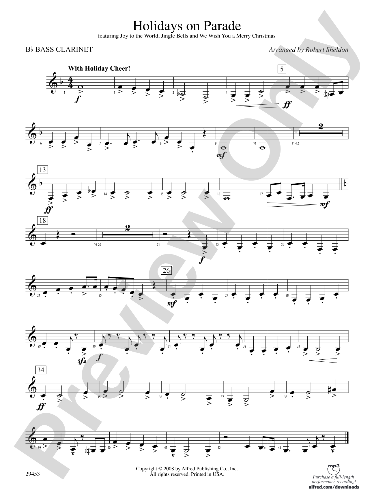 Holidays on Parade: B-flat Bass Clarinet