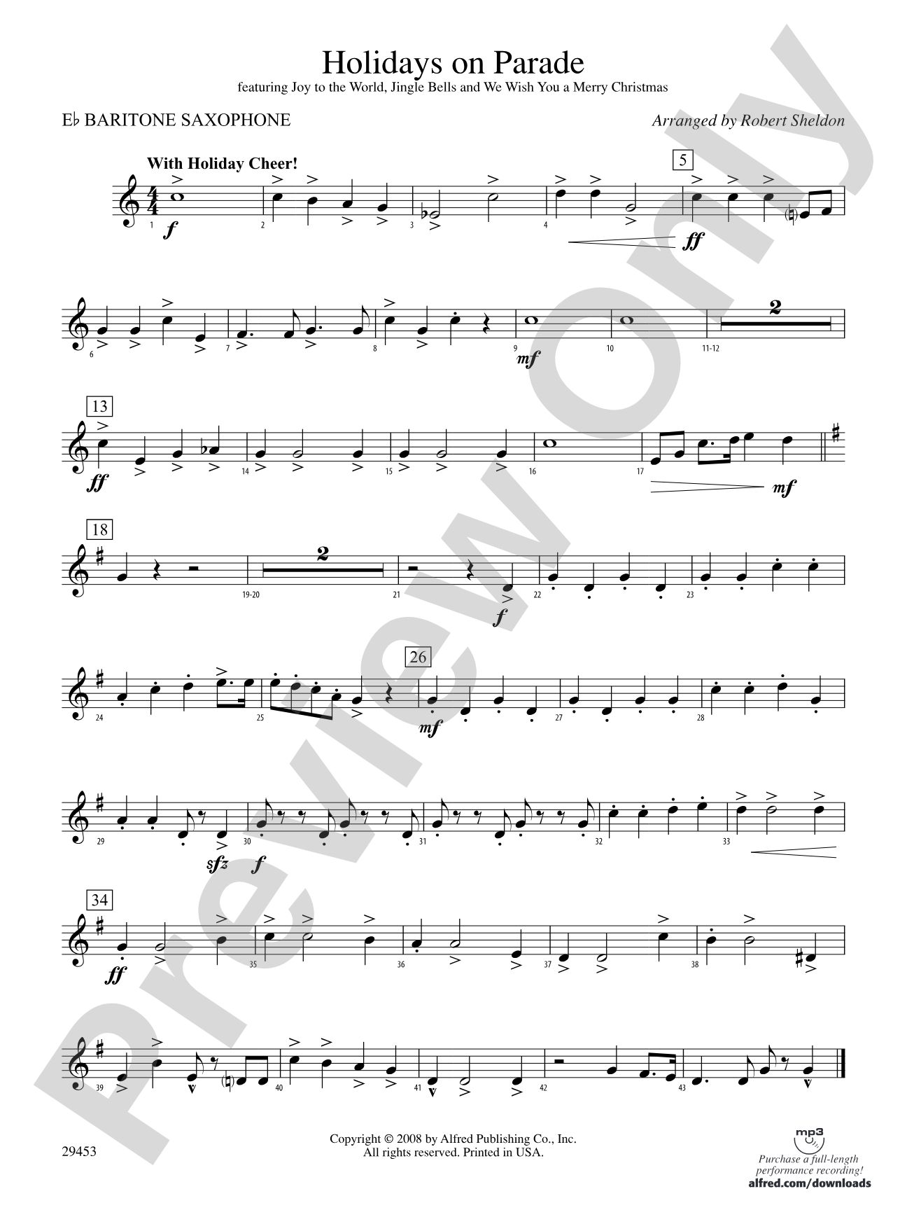Holidays on Parade: E-flat Baritone Saxophone
