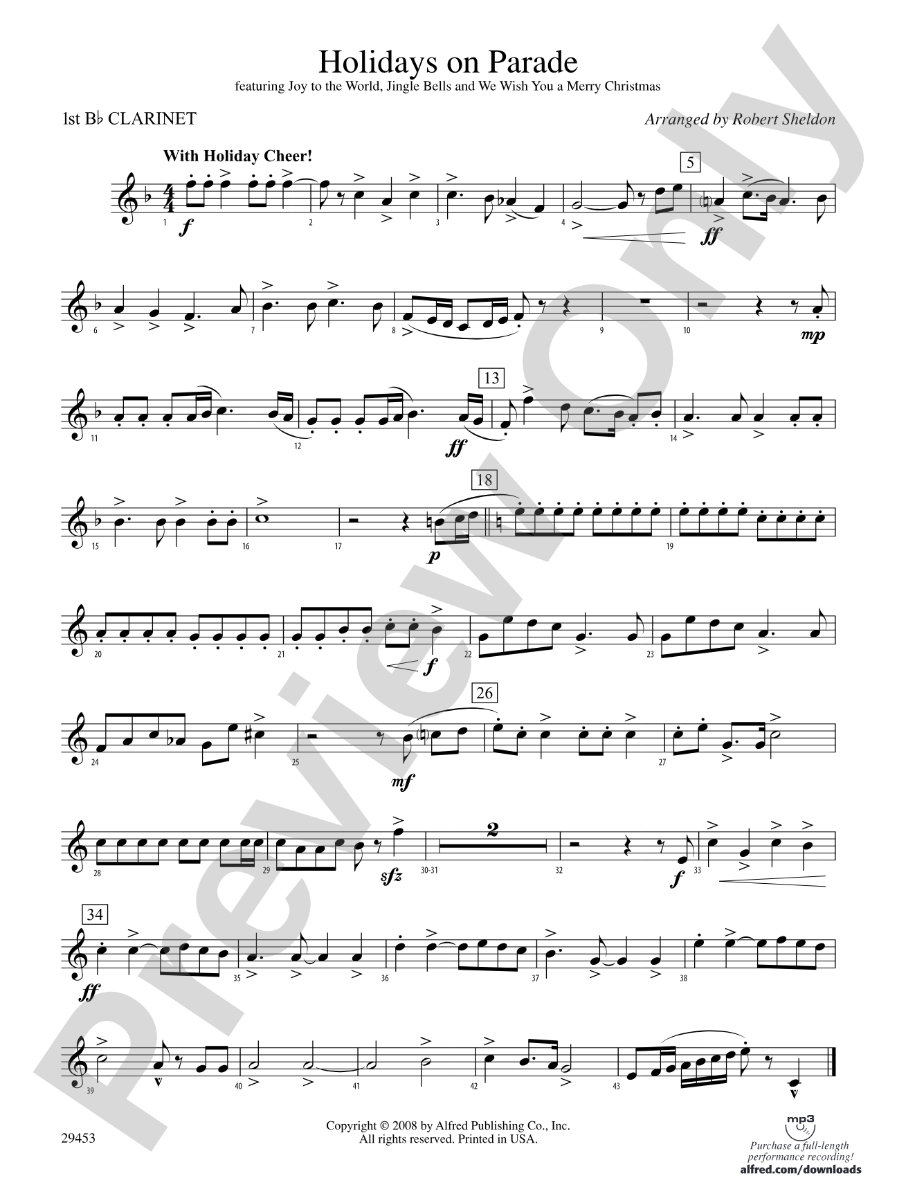 Holidays on Parade: 1st B-flat Clarinet