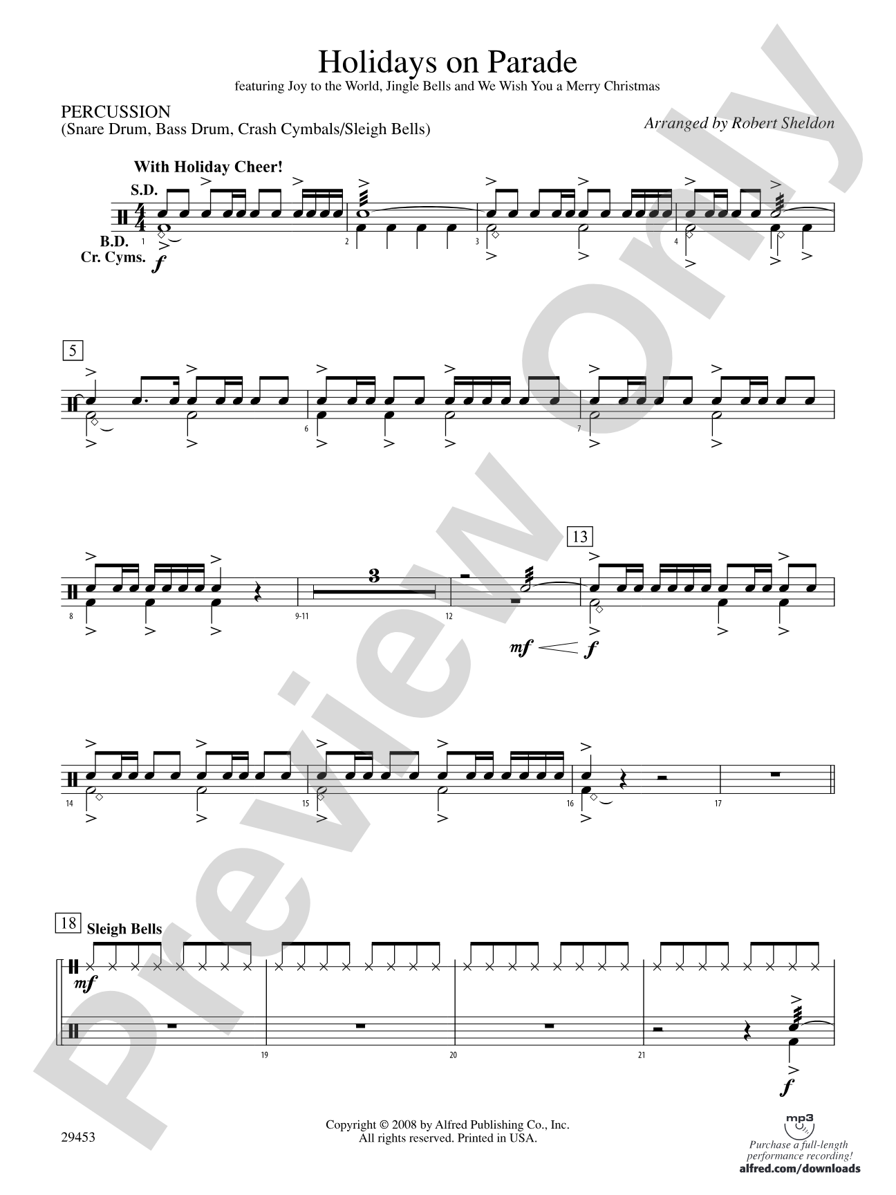 Holidays on Parade: 1st Percussion