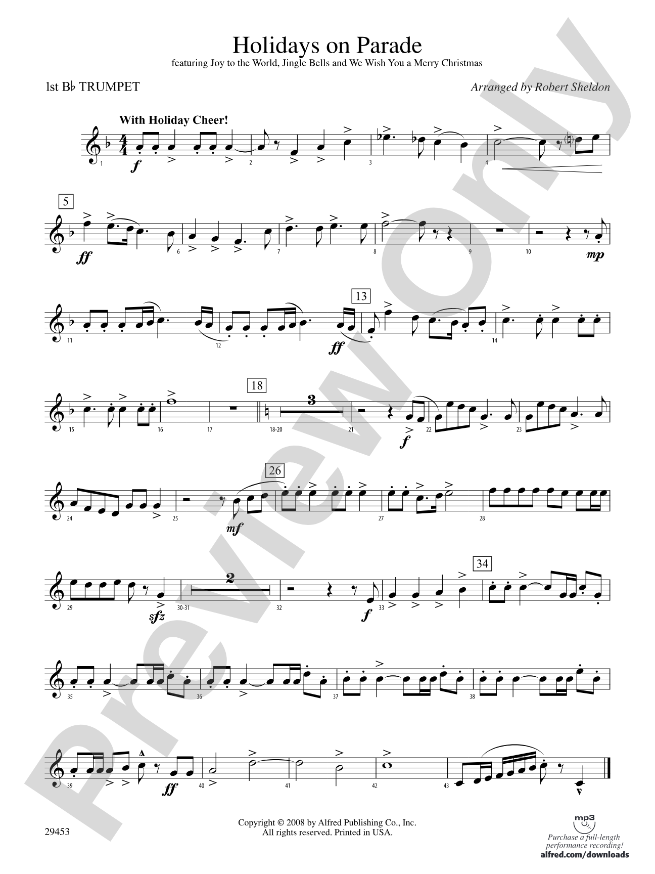 Holidays on Parade: 1st B-flat Trumpet