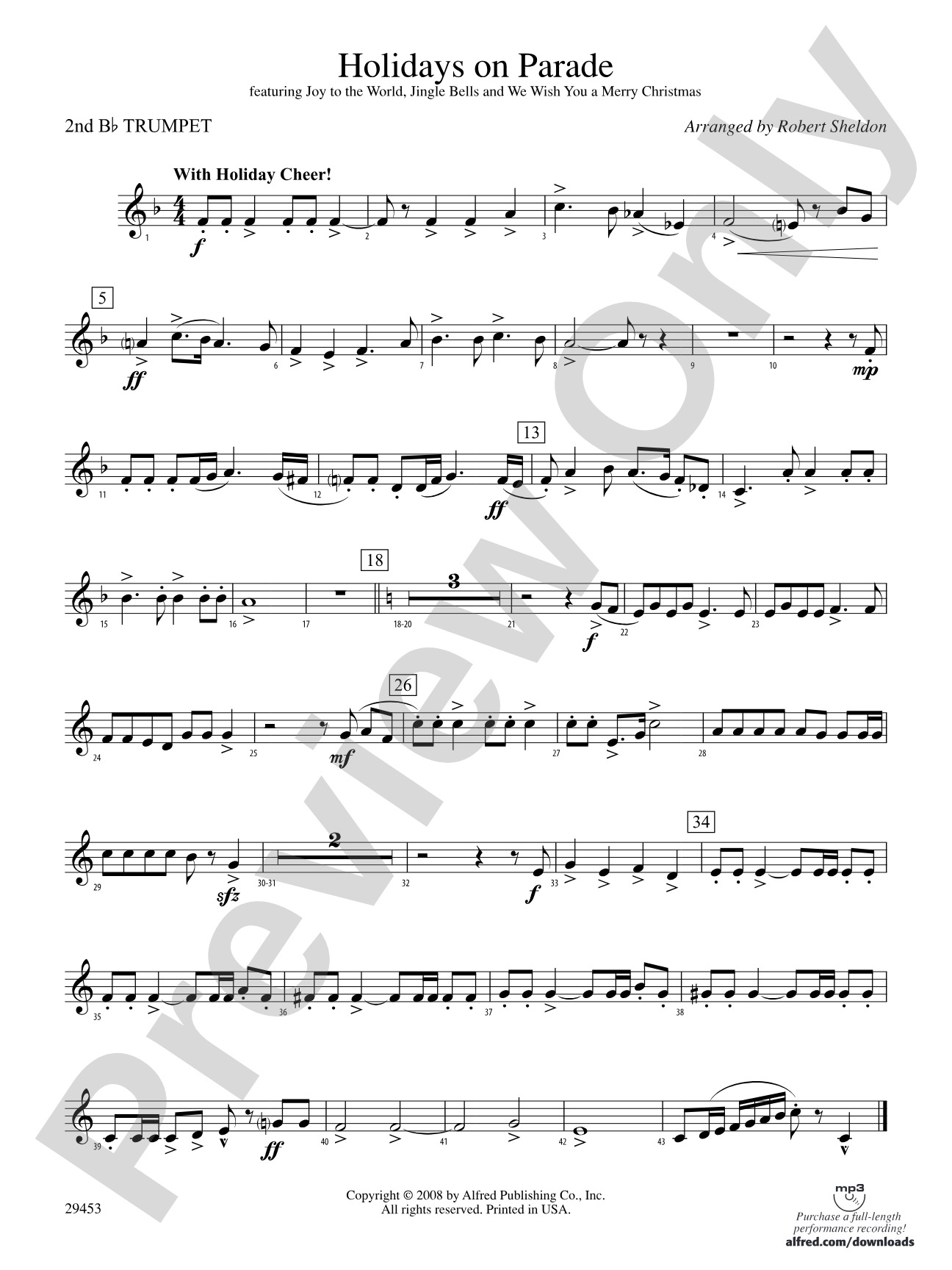 Holidays on Parade: 2nd B-flat Trumpet
