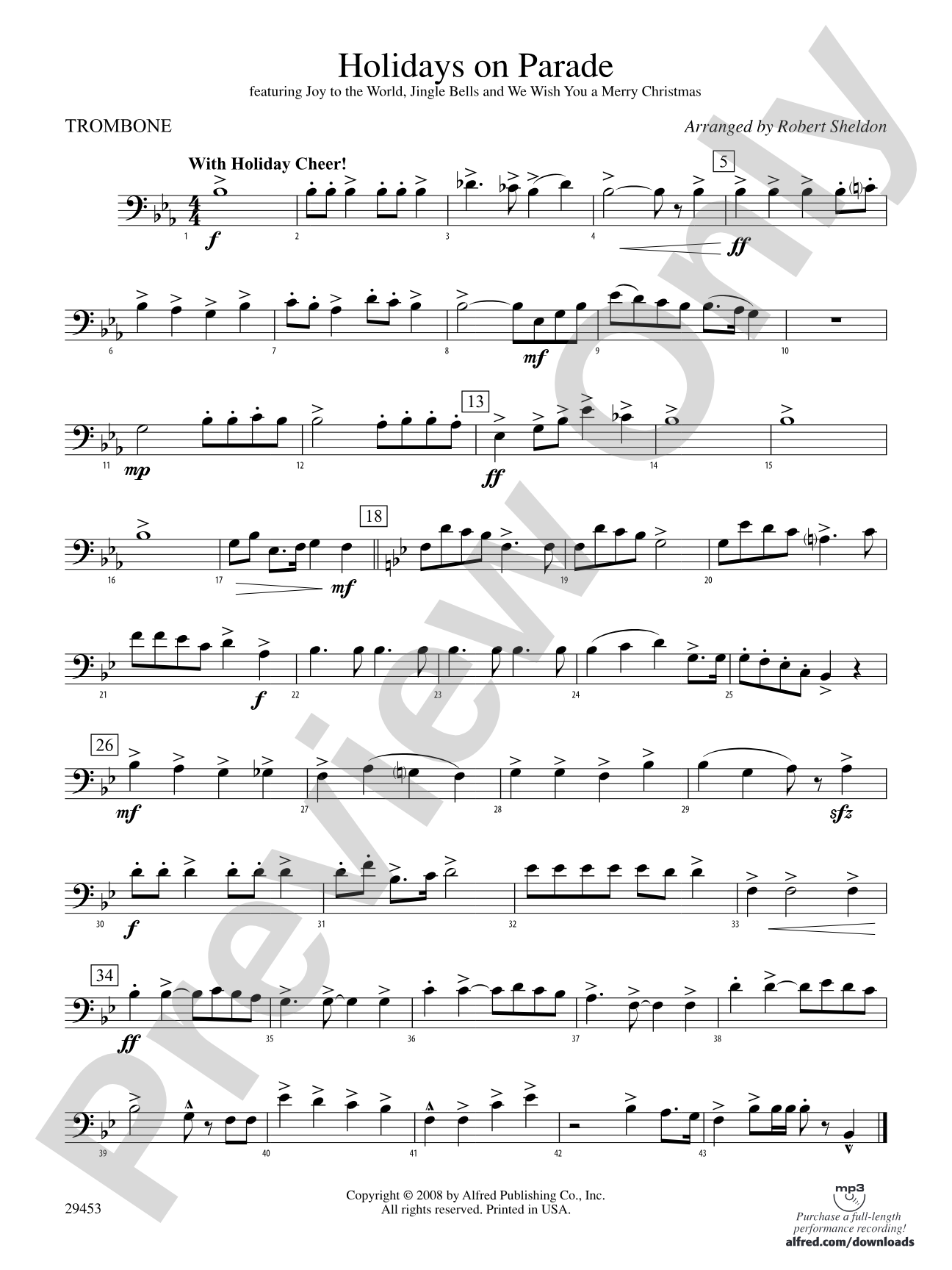 Holidays on Parade: 1st Trombone