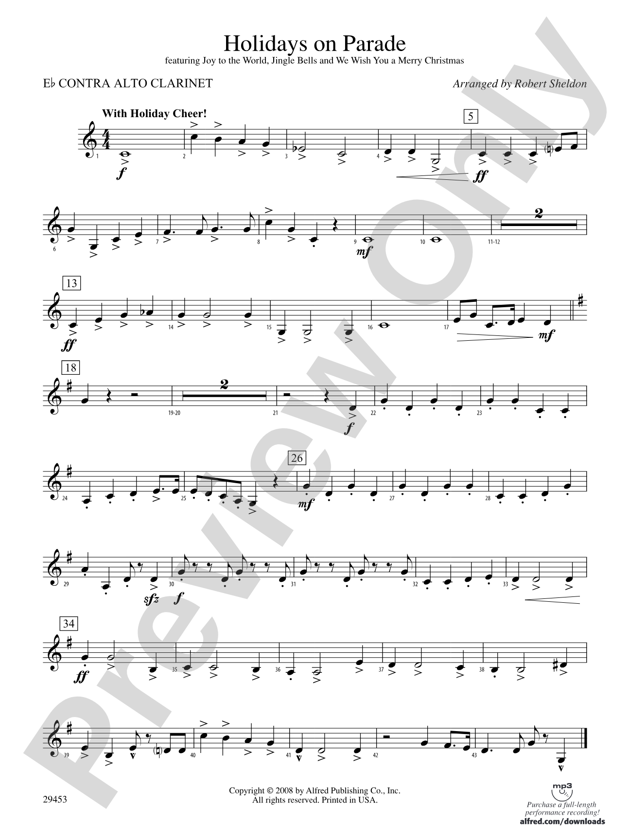 Holidays on Parade: (wp) E-flat Contrabass Clarinet