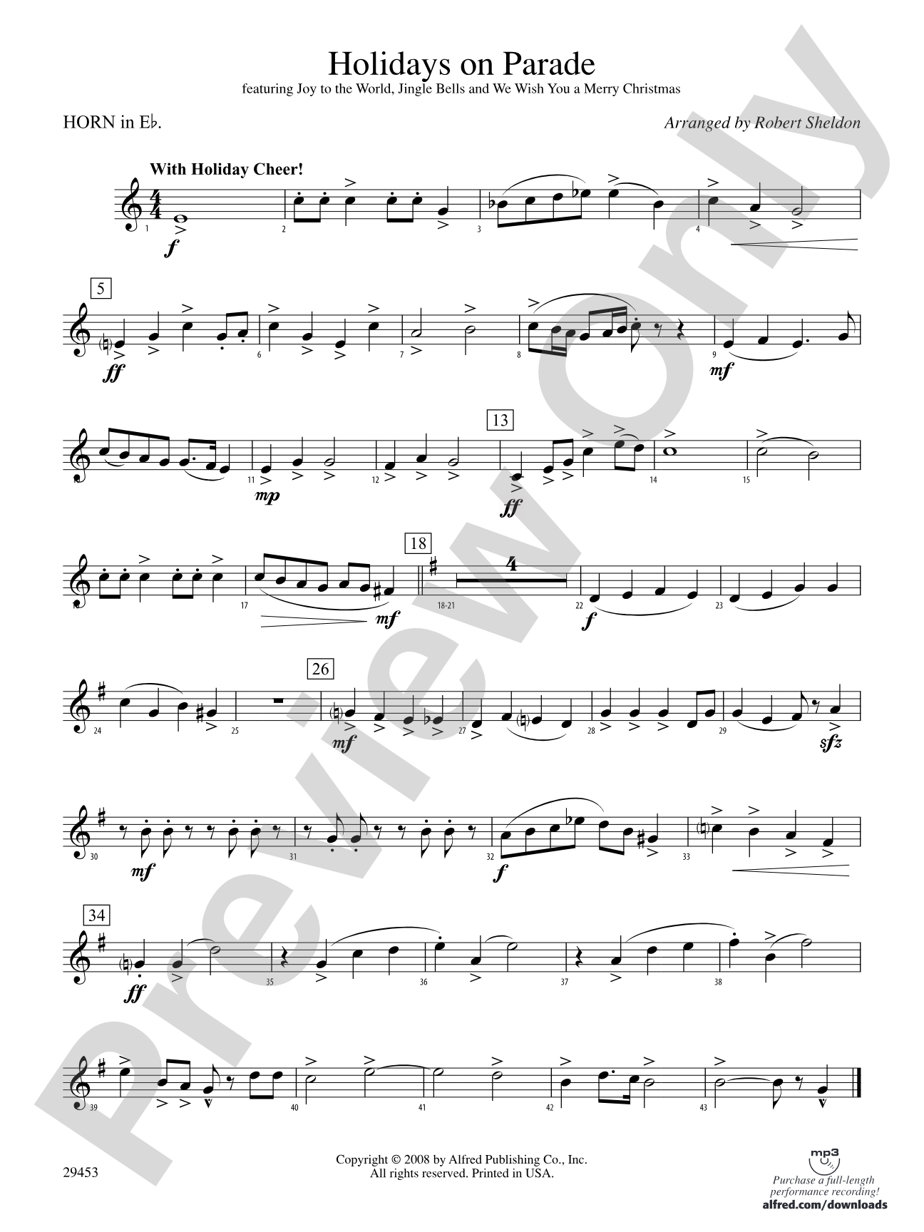 Holidays on Parade: (wp) 1st Horn in E-flat