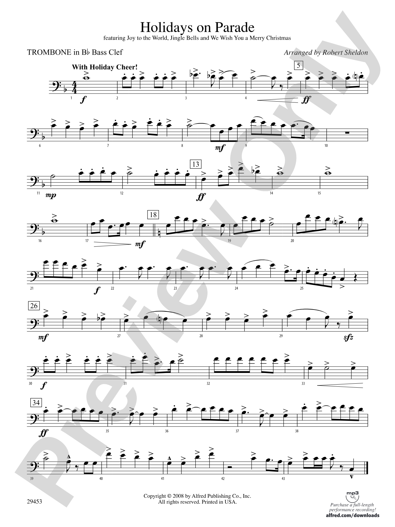 Holidays on Parade: (wp) 1st B-flat Trombone B.C.