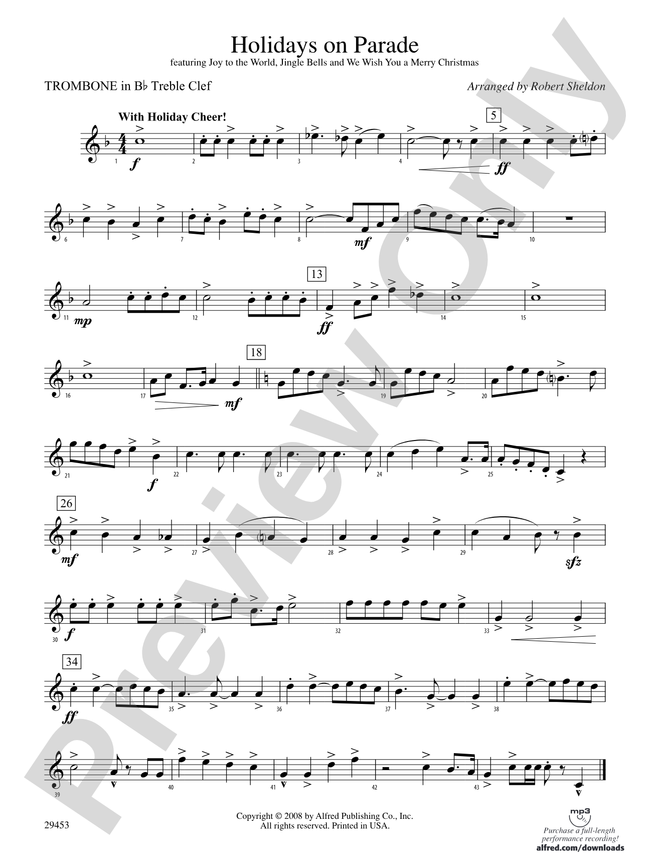 Holidays on Parade: (wp) 1st B-flat Trombone T.C.