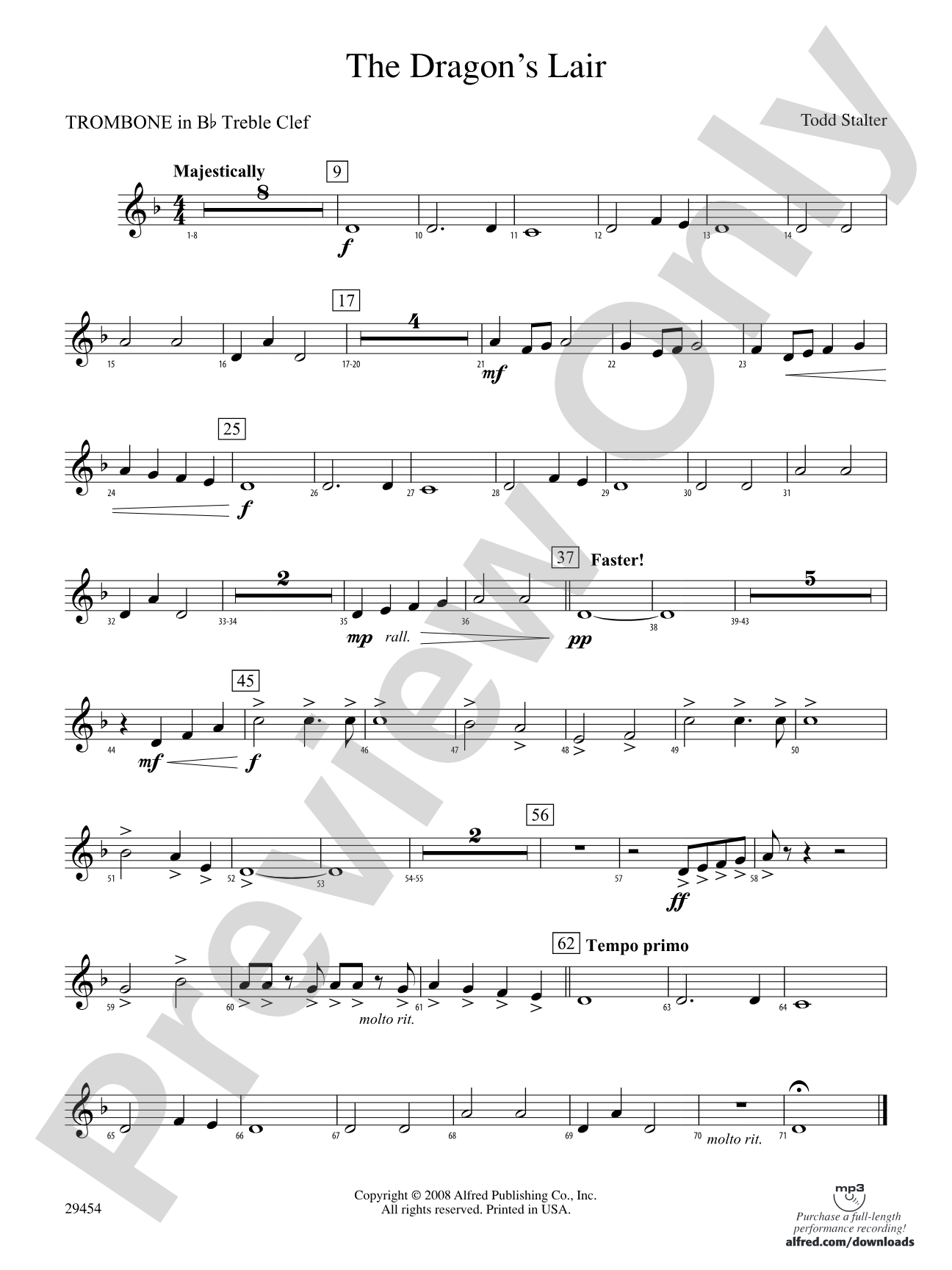The Dragon's Lair: (wp) 1st B-flat Trombone T.C.